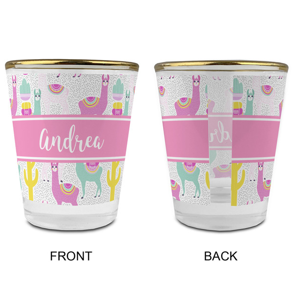 Llamas Glass Shot Glass - with gold rim - APPROVAL