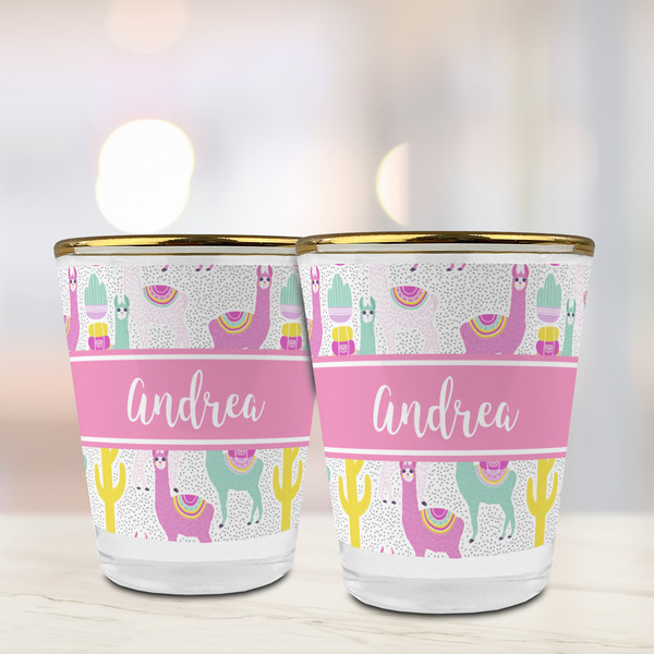 Llamas Glass Shot Glass - with gold rim - LIFESTYLE