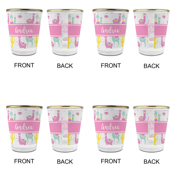 Llamas Glass Shot Glass - with gold rim - Set of 4 - APPROVAL