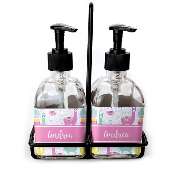 Custom Llamas Glass Soap & Lotion Bottle Set (Personalized)