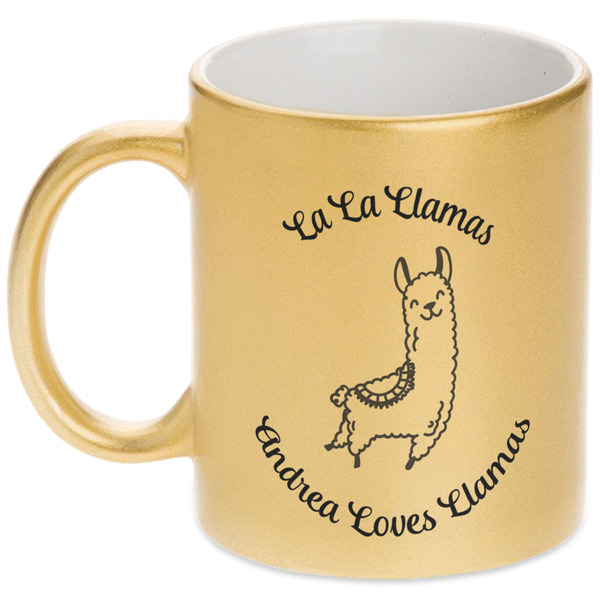 Custom Llamas Metallic Gold Mug (Personalized)