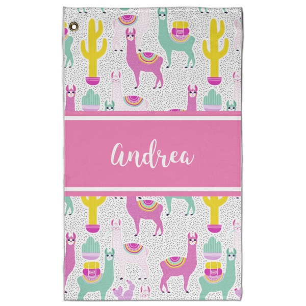 Custom Llamas Golf Towel - Poly-Cotton Blend - Large w/ Name or Text