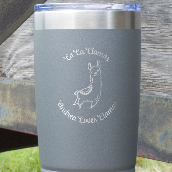 Llamas Gray Polar Camel Tumbler - 20oz - Close Up