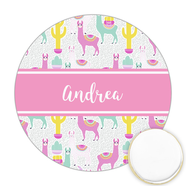 Custom Llamas Printed Cookie Topper - Round (Personalized)