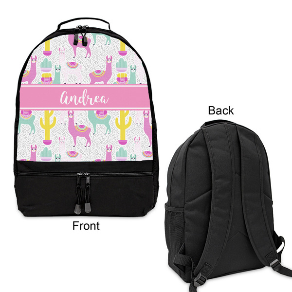 Llamas Large Backpack - Black - Front & Back View
