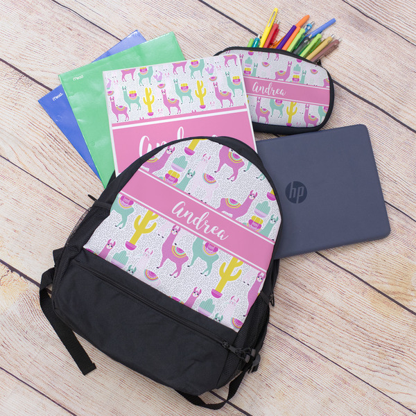 Llamas Large Backpack - Black - With Stuff