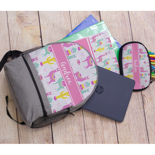 Llamas Large Backpack - Gray - With Stuff