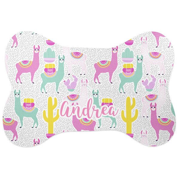 Custom Llamas Bone Shaped Dog Food Mat (Large) (Personalized)