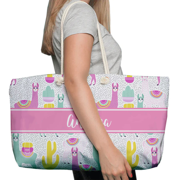 Llamas Large Rope Tote Bag - In Context View