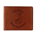 Llamas Leatherette Bifold Wallet - Single Sided (Personalized)