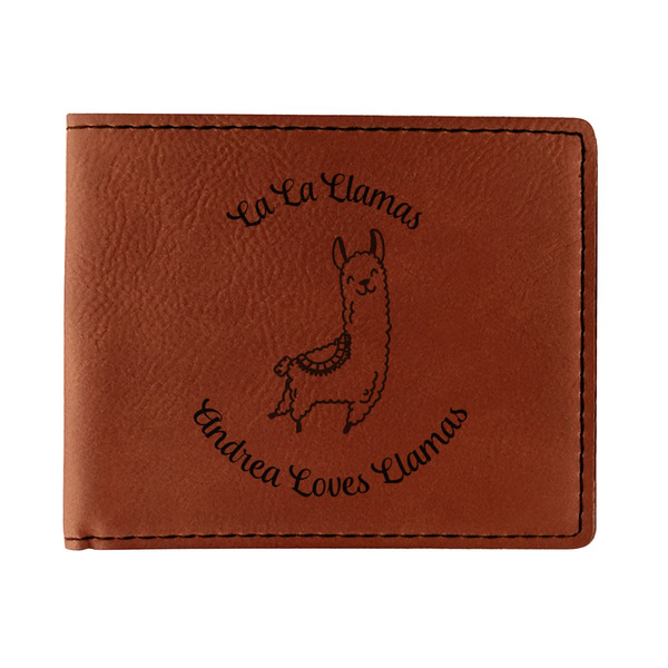 Custom Llamas Leatherette Bifold Wallet (Personalized)