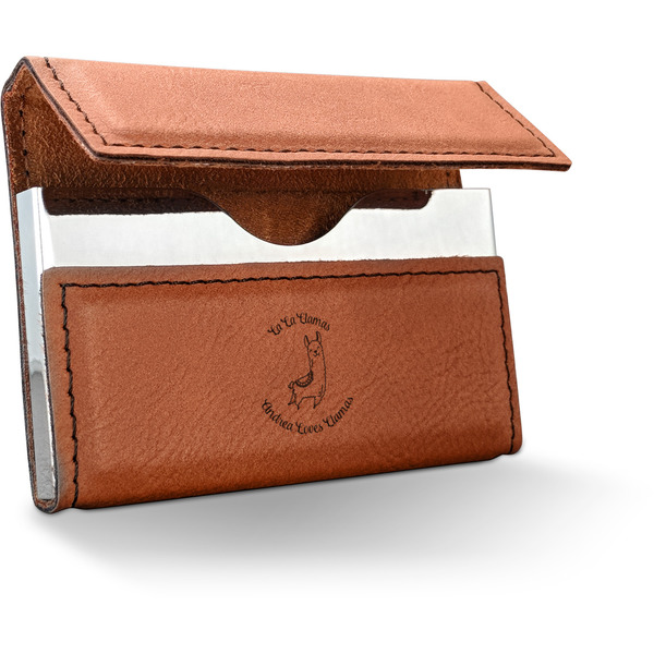 Custom Llamas Leatherette Business Card Holder - Double Sided (Personalized)