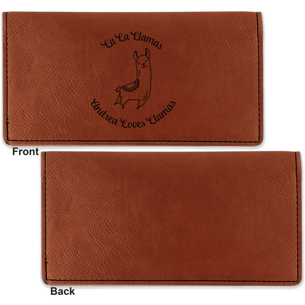 Llamas Leather Checkbook Holder Front and Back Single Sided - Apvl