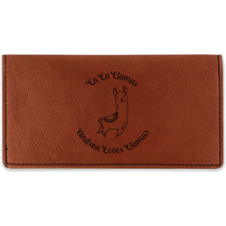 Llamas Leatherette Checkbook Holder - Double Sided (Personalized)