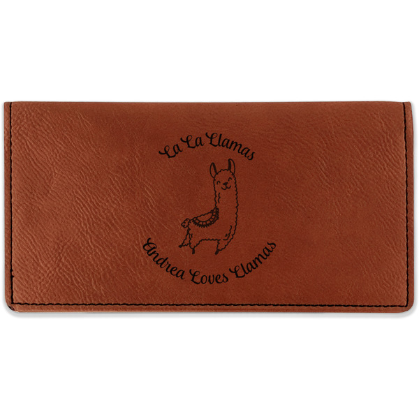 Custom Llamas Leatherette Checkbook Holder - Single Sided (Personalized)