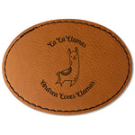Llamas Faux Leather Iron On Patch - Oval (Personalized)