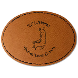 Llamas Faux Leather Iron On Patch - Oval (Personalized)