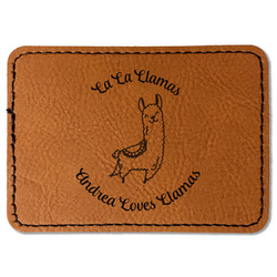 Llamas Faux Leather Iron On Patch - Rectangle (Personalized)