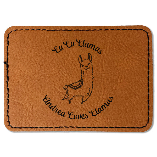 Custom Llamas Faux Leather Iron On Patch - Rectangle (Personalized)