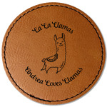 Llamas Faux Leather Iron On Patch - Round (Personalized)