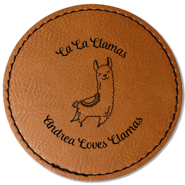 Custom Llamas Faux Leather Iron On Patch - Round (Personalized)