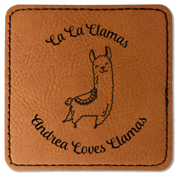 Llamas Faux Leather Iron On Patch - Square (Personalized)