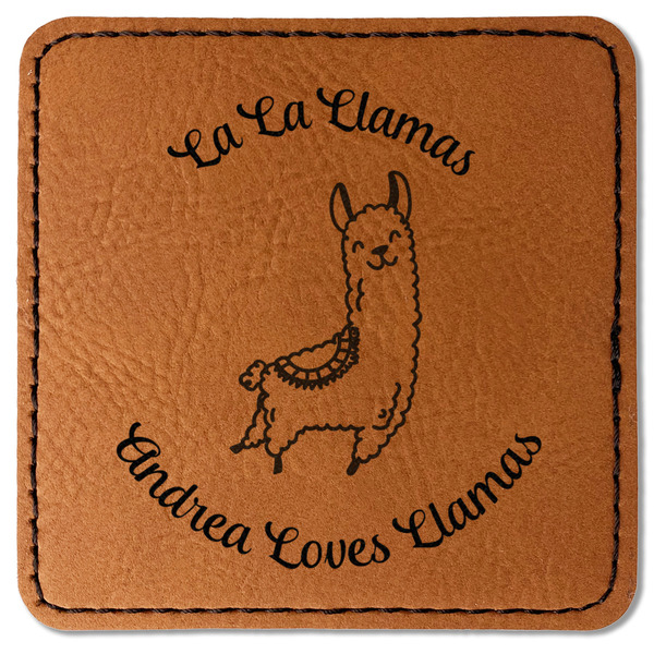 Custom Llamas Faux Leather Iron On Patch - Square (Personalized)