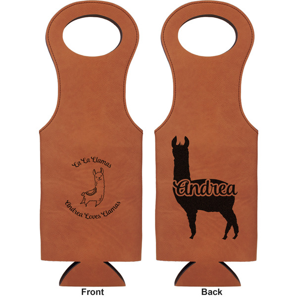 Llamas Leatherette Wine Tote Double Sided - Front and Back