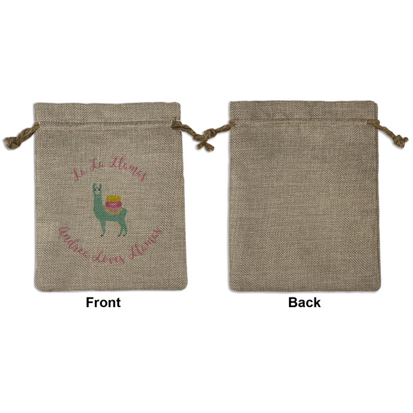 Llamas Medium Burlap Gift Bag - Front Approval