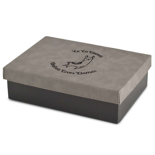Custom Llamas Medium Gift Box w/ Engraved Leather Lid (Personalized)