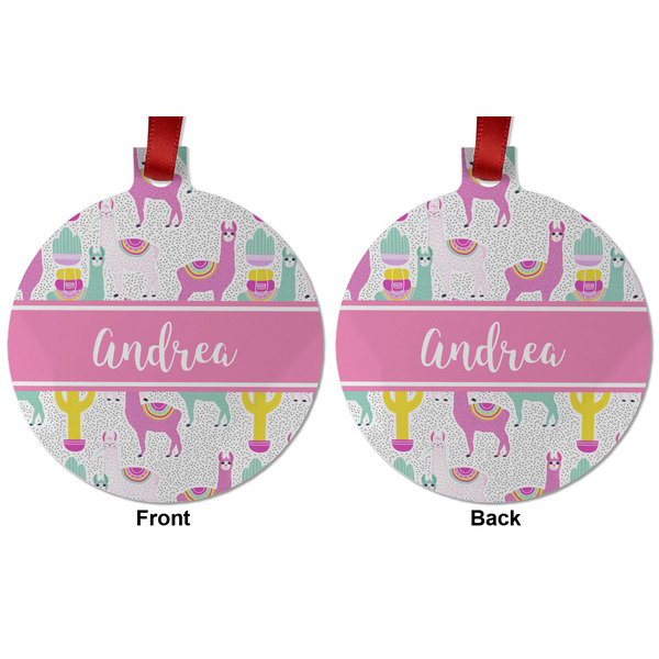 Llamas Metal Ball Ornament - Front and Back