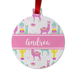 Llamas Metal Ball Ornament - Double Sided w/ Name or Text