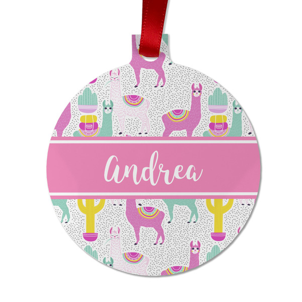 Custom Llamas Metal Ball Ornament - Double Sided w/ Name or Text