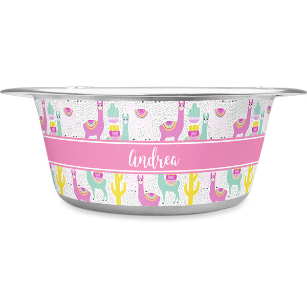 Custom Llamas Stainless Steel Dog Bowl - Medium (Personalized)