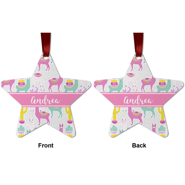 Llamas Metal Star Ornament - Front and Back