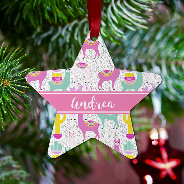 Llamas Metal Star Ornament - Lifestyle