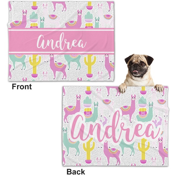 Llamas Microfleece Dog Blanket - Regular - Front & Back