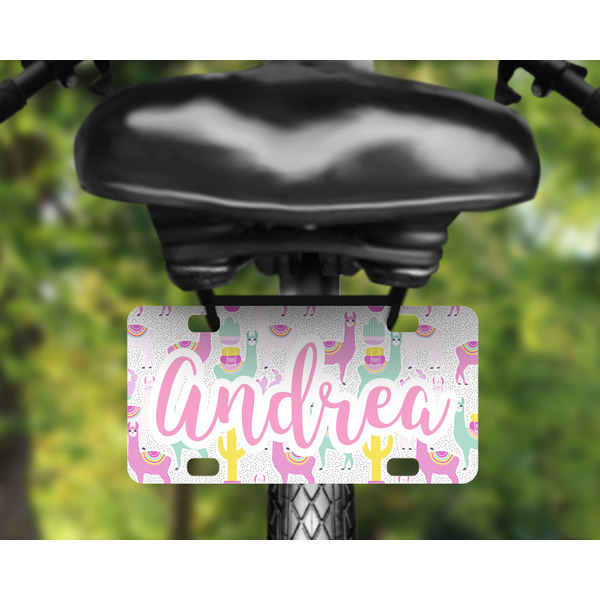 Llamas Mini License Plate on Bicycle