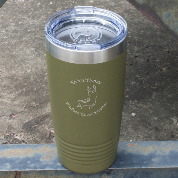 Llamas Olive Polar Camel Tumbler - 20oz - Angled