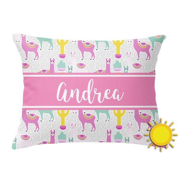 Custom Llamas Outdoor Throw Pillow (Rectangular) (Personalized)