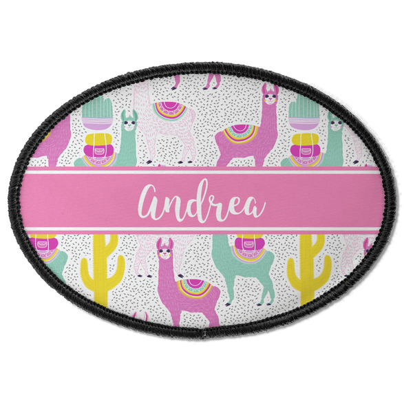 Custom Llamas Iron On Oval Patch w/ Name or Text