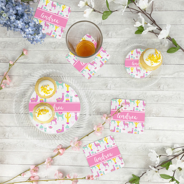 Llamas Paper Coasters - In Context