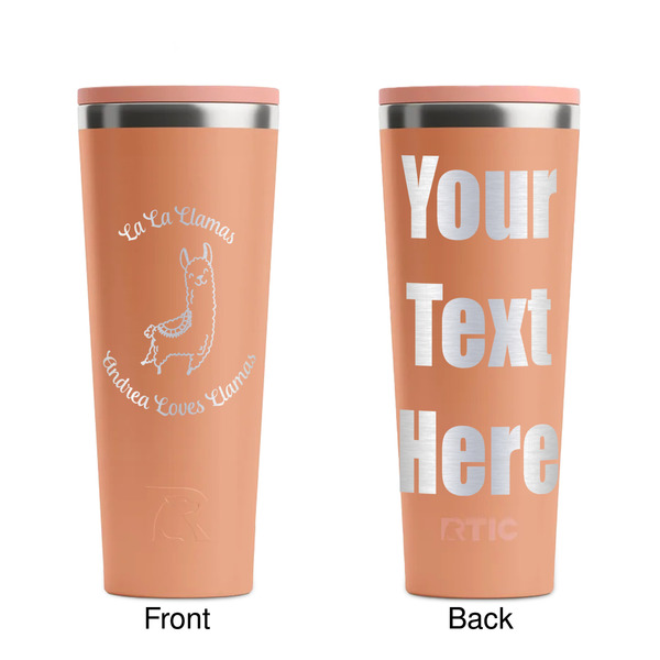 Llamas Peach RTIC Everyday Tumbler - 28 oz. - Front and Back