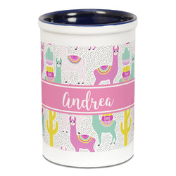 Llamas Ceramic Pencil Holders - Blue