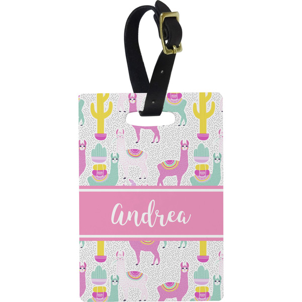 Custom Llamas Plastic Luggage Tag - Rectangular w/ Name or Text