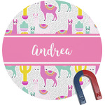 Llamas Round Fridge Magnet (Personalized)