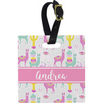 Llamas Plastic Luggage Tag - Square w/ Name or Text