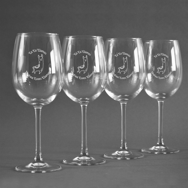 Llamas Personalized Wine Glasses (Set of 4)