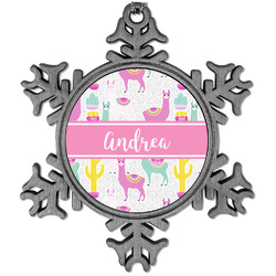 Llamas Vintage Snowflake Ornament (Personalized)