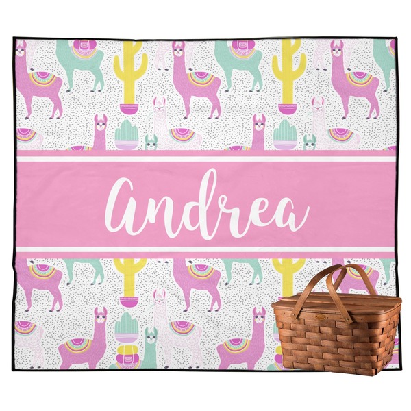 Custom Llamas Outdoor Picnic Blanket (Personalized)